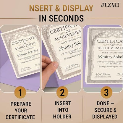 50 Pack Double Sided Certificate Holders 8.5x11 Purple - Heavyweight 300gsm Cardstock Diploma Holder - Dual Certificate Folder Letter Size Award Certificate for Graduation with Gold Foil Diploma Cover - color: Purple-Gold, size: 50 Pack