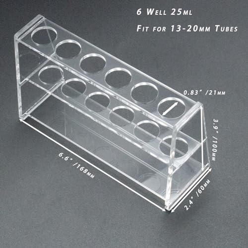 Acrylic Test Tube Holder Rack for 25ml Centrifuge Tubes Clear，Holds 13-20mm Tubes (25ml, 6 Wells) - color: 25ml, 6 Wells
