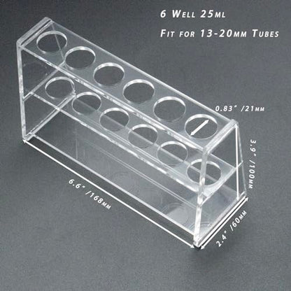 Acrylic Test Tube Holder Rack for 25ml Centrifuge Tubes Clear，Holds 13-20mm Tubes (25ml, 6 Wells) - color: 25ml, 6 Wells