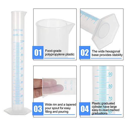 10 Pack 100 mL Plastic Graduated Cylinders - size: 100ml