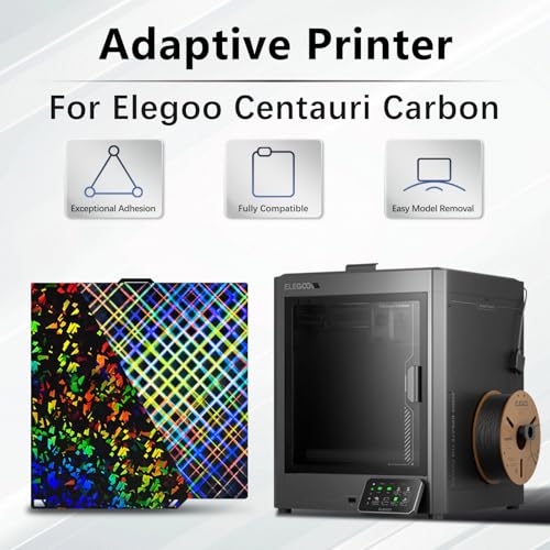 Skynet+Flake Holographic CC Plate for ELEGOO Centauri Carbon Build Plate 260x271mm(Daul-Sided), Heatbed Flexible Spring Steel Sheet, High Temperature Resistance, Strong Adhesion & Easy Model Removal - style: Centauri Carbon Holographic Plate(H11H)