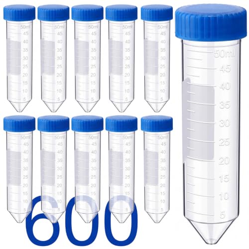 600 Pcs Plastic Centrifuge Test Tubes with Screw Caps, Blue - color: Blue
