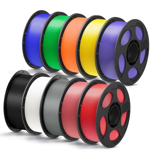 ANYCUBIC PLA Plus (PLA+), 3D Printer Filament 1.75mm Bundle, High Toughness, 1KG Spool, Black, White, Texture Grey, Pink, Red, Blue, Green, Orange, Yellow, Purple, 10KG in Total - color: 10kg Pla+ Black, White, Texture Grey, Pink, Red, Blue, Green, Orange
