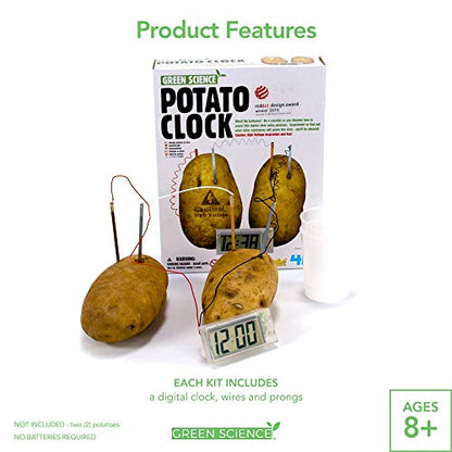 4M Potato Clock DIY Green Science Chemistry Engineering Lab - STEM Toys Educational Gift for Kids & Teens, Girls & Boys, Brown - style: Potato Clock