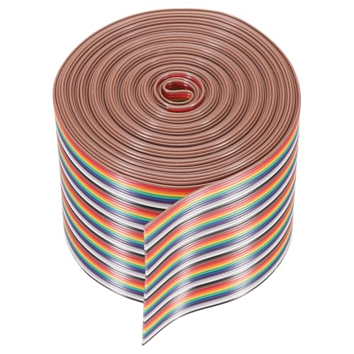MECCANIXITY 1 Pcs 50 Pin Flat Rainbow Ribbon Cable 20 Ft 1.27mm Pitch Breadboard Jumper Wires for Electronic Projects - size: 20 Ft, style: 50P
