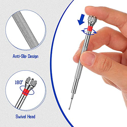 Chumia 8 Pieces Precision Jewelers Screwdriver Set, Micro Watch Repair Screwdriver Set 0.6-1.6 mm for Watch, Eyeglasses, Jewelry Work, Electronics Repair(Flathead, Phillips) (Pack of 2) - size: 0.6-1.6 mm (Pack of 2), style: Flathead, Phillips