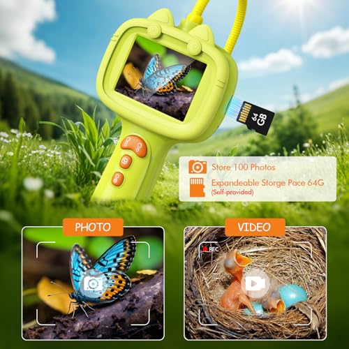 Borescope Camera Toy with Light for Kids, Waterproof STEM Explorer Scope, Fun Science Toy for Outdoor Nature, Perfect Birthday for Boys & Girls 4 5 6 7 8 9 10 Years Old