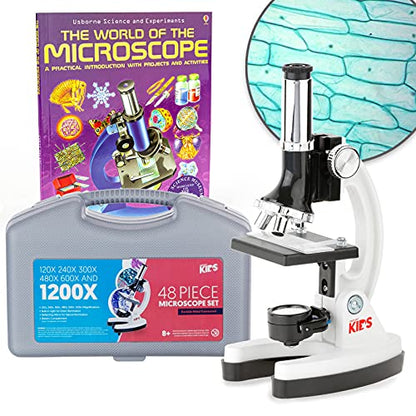 AmScope M30-ABS-KT1-W-WM 1200X 48-pcs Microscope Kit with Slides, LED