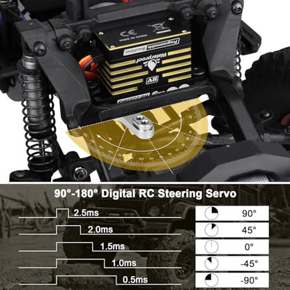 HobbyPark Waterproof High Torque RC Servo 35kg Brushless Motor Metal Gear Digital Servo Stainless Steel Gear Aluminum Case for RC Crawler RC Car Truck Buggy Bashing Basher Programmable 180°