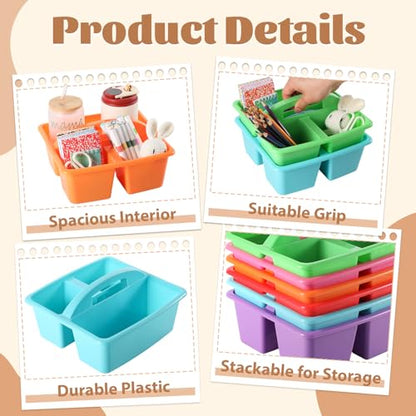 6 Pack Plastic Classroom Organizer Caddy with Handle, Classic - color: Classic