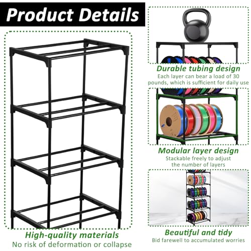 2 Pack 3D Printer Filament Storage Rack, 6-Tier Large Capacity Spool Holder, Heavy Duty Metal Filament Organizer Shelf for PLA/ABS/TPU/Other 3D Printing Materials, Printing Studio & Workshop