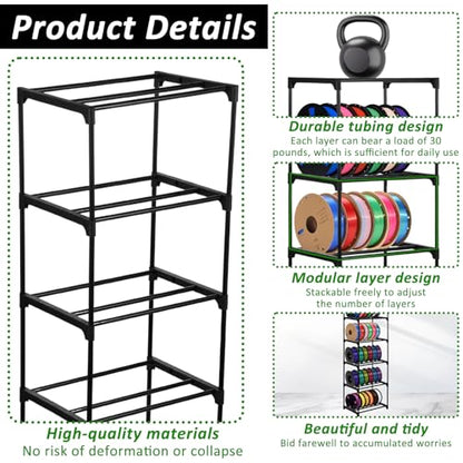 2 Pack 3D Printer Filament Storage Rack, 6-Tier Large Capacity Spool Holder, Heavy Duty Metal Filament Organizer Shelf for PLA/ABS/TPU/Other 3D Printing Materials, Printing Studio & Workshop