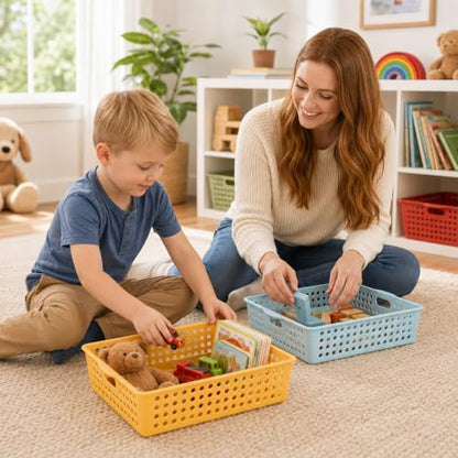 6 Pack Turn‑in Paper Trays for Classroom, Retro - color: Retro