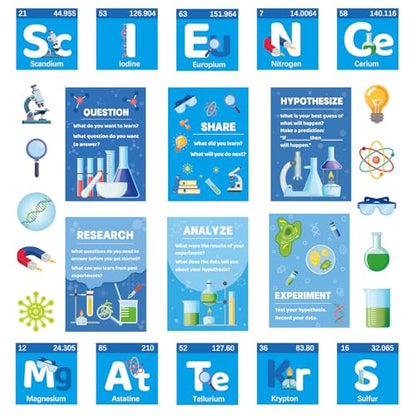26 PCS Science Classroom Decorations, Science Posters Bulletin Board Sets Scientist Classroom Wall Decoration Cutouts for Middle High Schools Teacher Decor Supplies