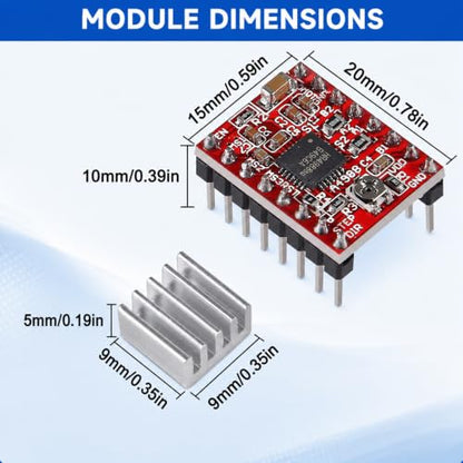 5-Pack A4988 Stepper Motor Driver Module with Heat Sink