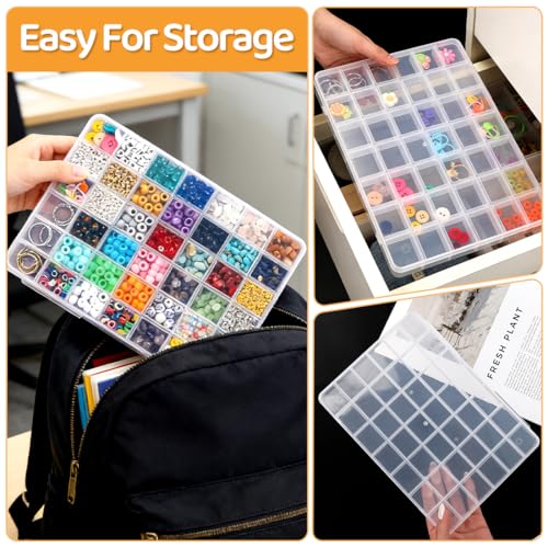 Praisebank 42 Grids Beading Storage Container Box, Perfect for Storage Beads & Small Items. (Clear / 4 Pack) - size: 42 x 4 Pack