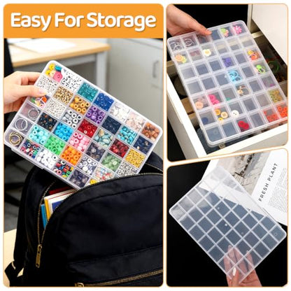 Praisebank 42 Grids Beading Storage Container Box, Perfect for Storage Beads & Small Items. (Clear / 4 Pack) - size: 42 x 4 Pack