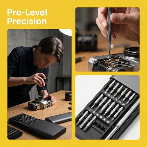 25 in 1 Precision Screwdriver Set, Mini Repair Tool Kit with Magnetic CR-V Bits – Compatible with MacBook, iPhone, Laptop, PC, PS5, Xbox, Switch, Glasses, Watch, Doorbell, Electronics