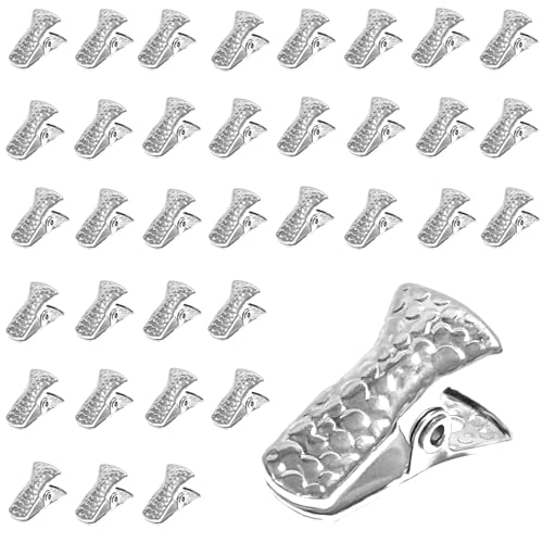35 Pack Mini Metal Alligator Clips for Crafts Non-Slip Silicone-Coated Retro DIY Badge Small Spring Clips (Silver) - color: Silver