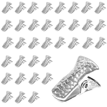 35 Pack Mini Metal Alligator Clips for Crafts Non-Slip Silicone-Coated Retro DIY Badge Small Spring Clips (Silver) - color: Silver