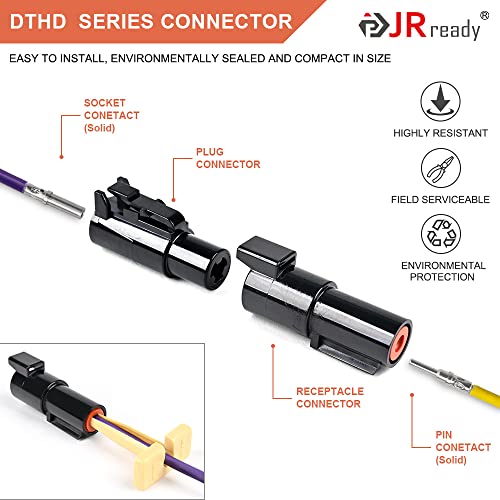 JRready ST6338 Deutsch DTHD 1 Pin Connector Kit, Size 12 Solid Contacts - size: DTHD Kit (41pcs)