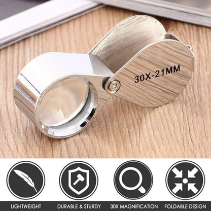 KINGMAS Foldable Jewelry Loupe 30x 21mm Jewelers Magnifying Glass