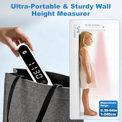 Portable Height Measurement Tool for Kids and Adults with 3-Second Quick Measurement(240cm/94.5in), Handheld Cordless Infrared Height Measurement for Wall with Two Measurement Units(Feet/M)