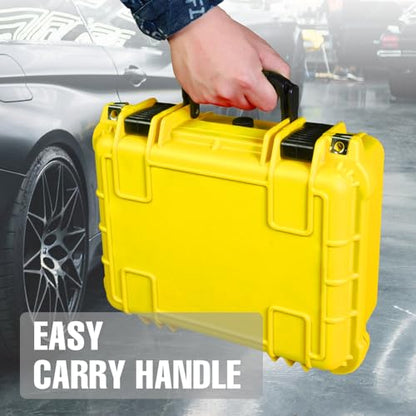 Jack Boss 14x 11.5x 6.5 Inch Hard Case, Portable Weather Waterproof Protective Camera Case with Customizable Foam, Fit Use of Drones, Camera, Equipments, Yellow - color: Yellow, size: 13.6x11.4x6 in