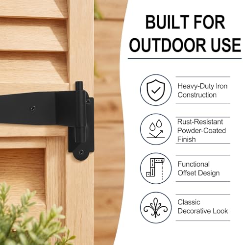 6 Pcs Steel Blind Shutter Hinges Black Pintle Strap Hinge Set