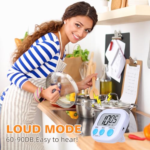12 Pack Digital Kitchen Timers, Magnetic Countdown Timer with Loud Alarm - color: 6 Colors