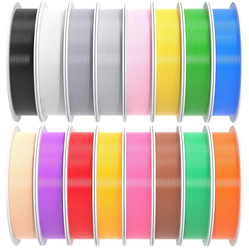 PINBALL PETG 3D Printer Filament 1.75mm 250g x 16 Rolls, 16 Colors - color: 16 Multicolor, size: PETG-4kg