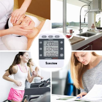 Samshow Digital Kitchen Timer, 3 Channels - color: 382 White
