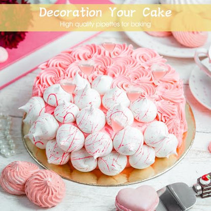 100Pcs 4Ml Heart Style Cupcakes Pipettes, Clear Transfer Liquid Dropper Pipettes, Plastic Pipette Kitchen Supplies, Injector Mini Pipet for Chocolate, Strawberries Cupcakes, Mini Cakes, Waffles - style: Heart Shape