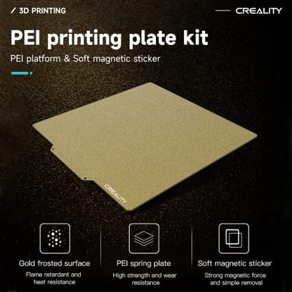 Creality Ender 3 Max Neo Bed Upgrade, PEI Sheet 310 x 320mm Removable Magnetic Flexible Texture Surface Heated Bed Plate Build Surface for CR-10S PRO/CR-10 V2/ CR-10 V3/ CR-X/CR-X Pro/Ender-3 Max - color: PEI Frosted Gold, size: Ender 3 Max Neo