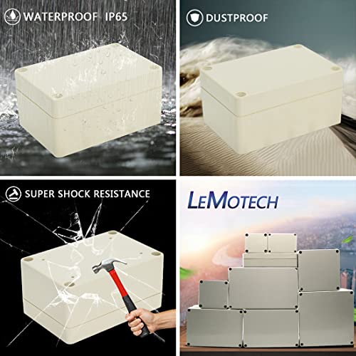 LeMotech Waterproof Dustproof IP65 ABS Plastic Junction Box Universal Electric Project Enclosure Pale Gray 3.9 x 2.7 x 2 inch (100 x 68 x 50 mm) - size: 3.9"x2.7"x2"
