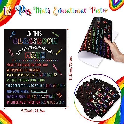 Faccito 12 Pcs Math Poster for Classroom Wall 10x12, Blackboard, Black - color: Black, style: Blackboard
