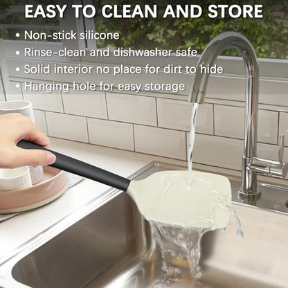 Coukre 2 Pack Silicone Spatula Set,High Heat Resistant, BPA-Free - color: BeigeBlack