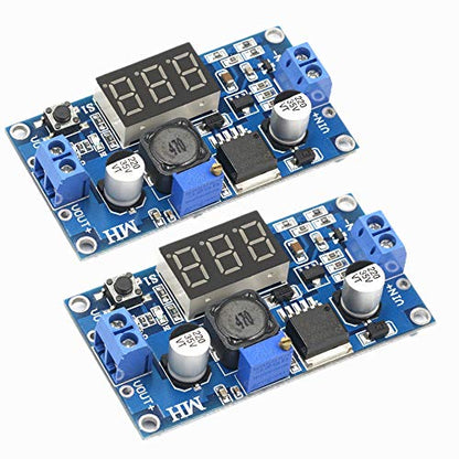 2 Pack LM2596 Buck Converter, Switching Regulator Module DC to DC Voltage Step Down Synchronous Adjustable 36V 24V to 12V 5V DIY LM2596S Power Supply Stabilizer Circuit with LED Display