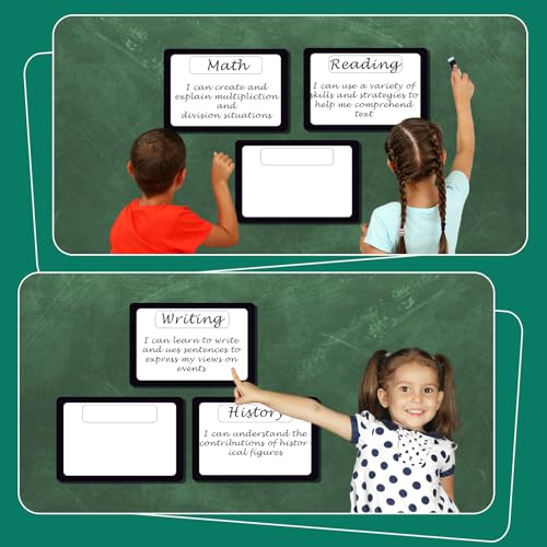 7 Pack Magnetic Write & Wipe Paper Organization Chart,Pen Dry Erase Objectives Labels Learning Magnets for Classroom Organization Whiteboard Teacher Student Teaching Supplies,Black and White - style: Black and White
