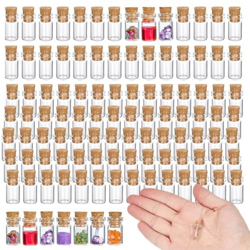 PH PandaHall 200pcs 1.5ml Clear Glass Jars with Cork Stoppers Mini Glass Bottles Small Glass Vials Tiny Jars for DIY Crafts Wedding Favors Party Decorations Gift Making Jewelry Making - size: 1.5ml