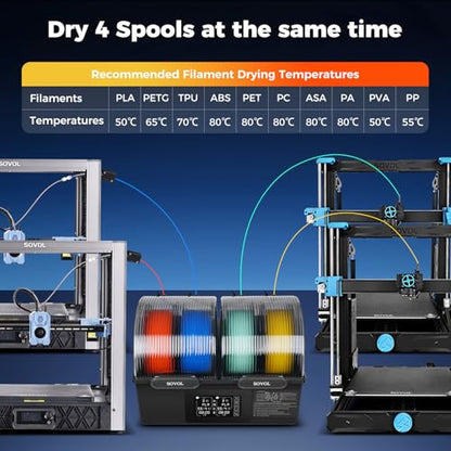 Sovol Filament Dryer 4 Spools, SH03 Dry Box w/ 85℃ Max Temp, 1.75/2.85mm - color: Metal Gray, size: 4 KG