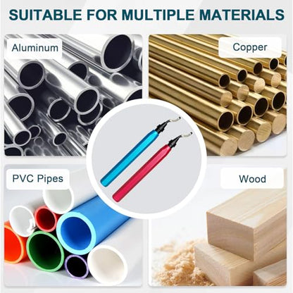 2 Pack Deburring Tool Set + 12 BS1010 Steel Blades, 3D Printing Deburring Tools, Suitable for Metal, Resin, Copper, Plastic, PVC Pipes, and 3D Printed Edge Deburring Reamers