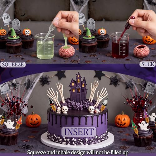 Glenmal 48 Sets 4ml Halloween Cupcakes Pipettes for Party Decorations - style: Halloween