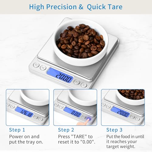 Toprime Digital Gram Scale 500g 0.01g Food Scale Kitchen High Precision
