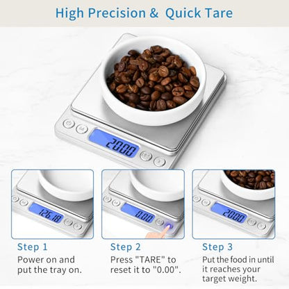 Toprime Digital Gram Scale 500g 0.01g Food Scale Kitchen High Precision