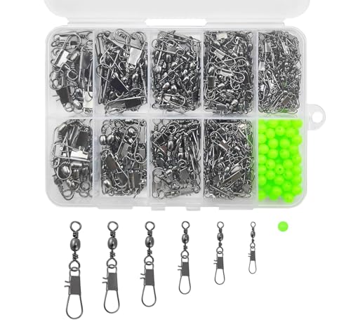 350pcs Fishing Barrel Swivels with Snap Assortment Kit