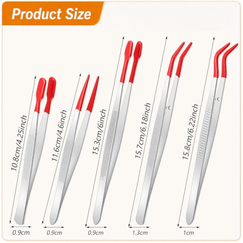 Oruola 5Pcs Rubber Tweezers,Stainless Steel Rubber Tipped Tweezers