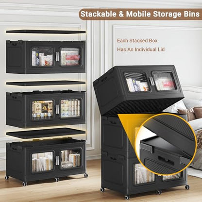 BROVIEW 900 Qt Extra Large Stackable Storage Bin with Lids, 3 Pack Black - color: Black, size: 300QT-3pack