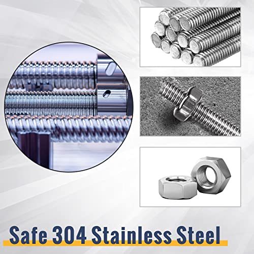 LEIFIDE 24 Pcs 8/32 in 4mm Threaded Rod with Hex Nuts, 16 Inch - size: 16 Inch