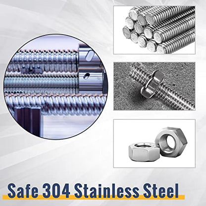 LEIFIDE 24 Pcs 8/32 in 4mm Threaded Rod with Hex Nuts, 16 Inch - size: 16 Inch